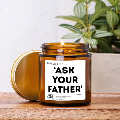 Vibe Candle Co. Hand-Poured Apricot Coconut Wax Candle, ask your father, parenting humor