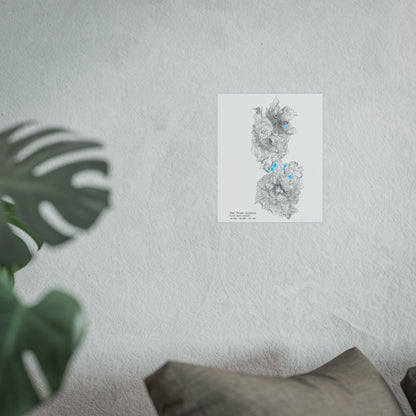 Geographic Art Print, Elegant Map Decor, Modern Home Decor, Unique Wall Art, Gift for Nature Lovers, Three Sisters Topo