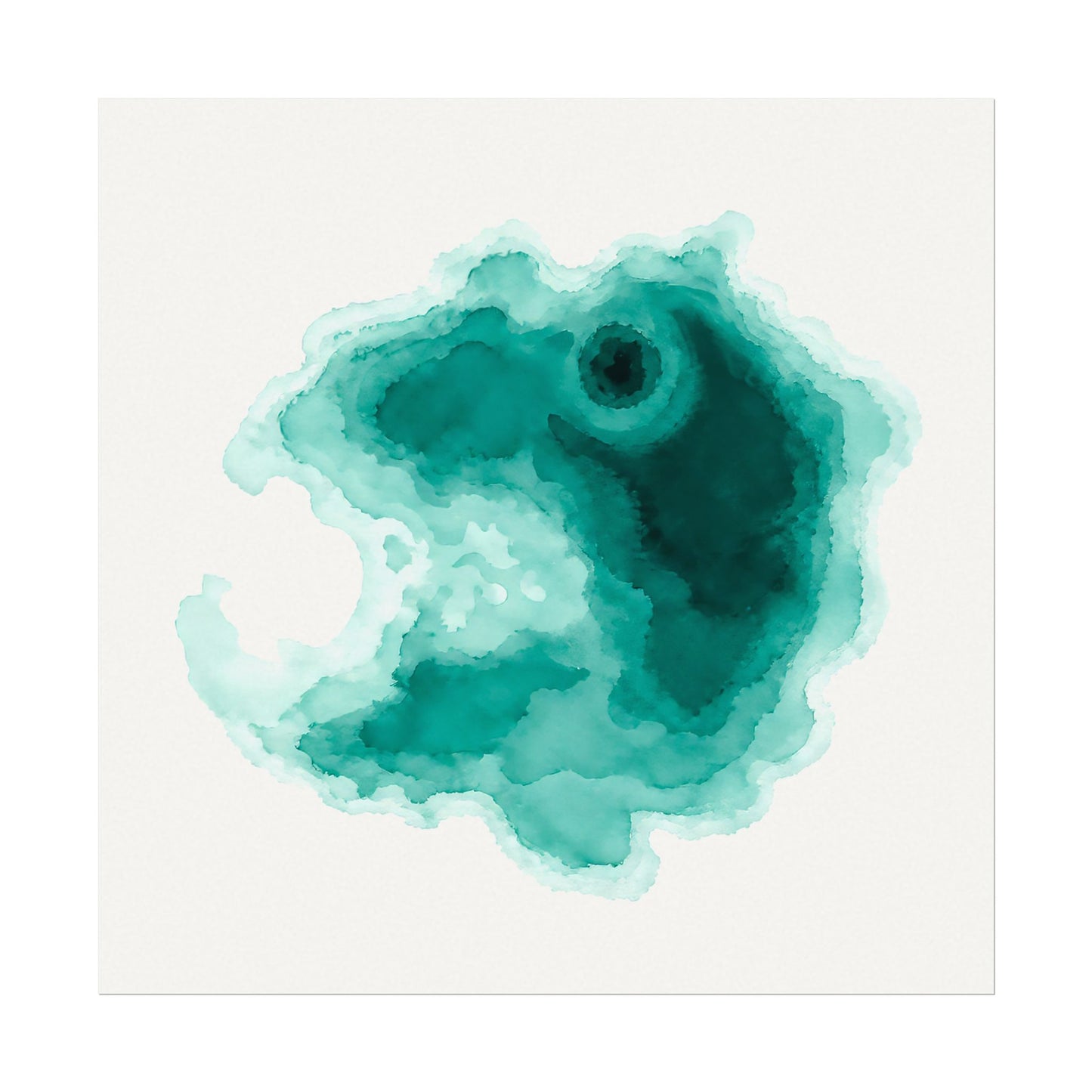 Crater Lake | Teal Watercolor Abstract Poster | Matte Art Print on Watercolor Paper