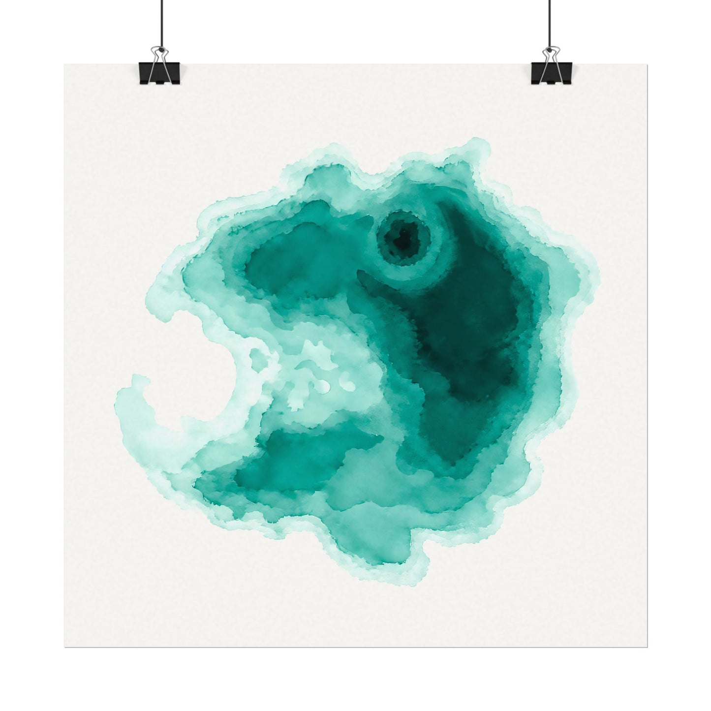 Crater Lake | Teal Watercolor Abstract Poster | Matte Art Print on Watercolor Paper