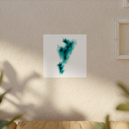 Waldo Lake Oregon Cascades | Teal Watercolor Abstract Poster | Matte Art Print on Watercolor Paper