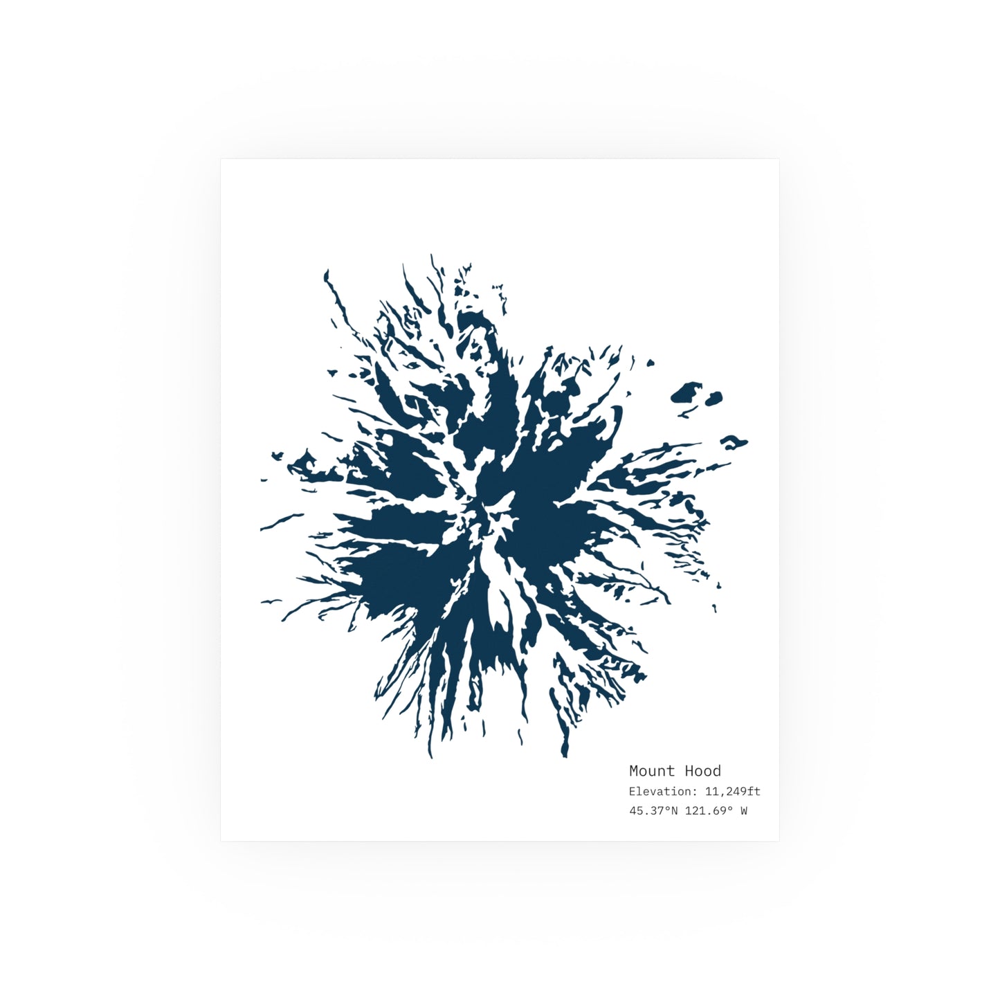 Mount Hood Glacier Map Print | Minimalist Contour Art | Oregon Mountain Poster