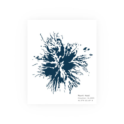 Mount Hood Glacier Map Print | Minimalist Contour Art | Oregon Mountain Poster