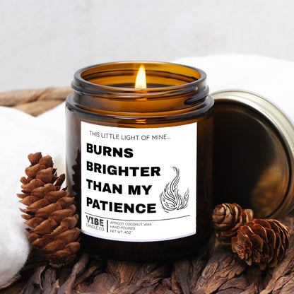 Vibe Candle Co. Hand-Poured Apricot Coconut Wax Candle, no more patience, parenting humor