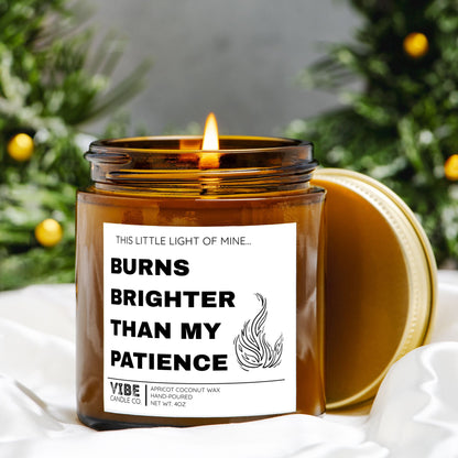 Vibe Candle Co. Hand-Poured Apricot Coconut Wax Candle, no more patience, parenting humor