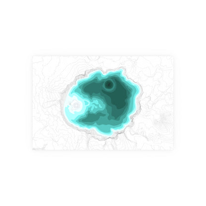 Crater Lake Line Art Print, Mountain Lake Decor, Modern Home, PNW Cascade Mountains, Central Oregon