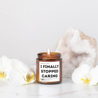 Vibe Candle Co. Hand-Poured Apricot Coconut Wax Candle, I finally stopped caring, mom humor