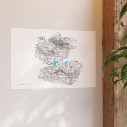 Geographic Art Print, Elegant Map Decor, Modern Home Decor, Unique Wall Art, Gift for Nature Lovers, Three Sisters Topo