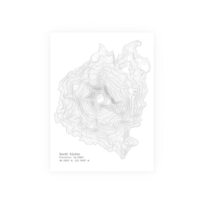 Poster, Topographic Map of South Sister Near Bend Oregon, Satin Print Wall Art Decor, Gift for Hiker, Map Lover, Wanderlust, Oregon Home