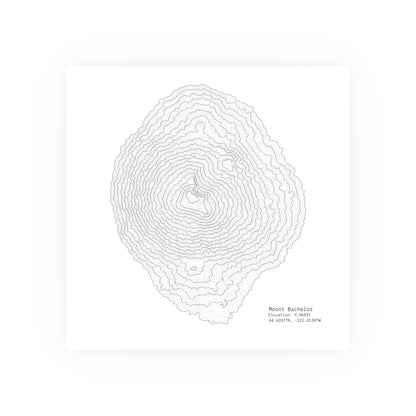 Mount Bachelor Topographic Satin Poster, Landscape Art Decor, Unique Gift, Wall Art, Hiking Decor, Home Office Decoration