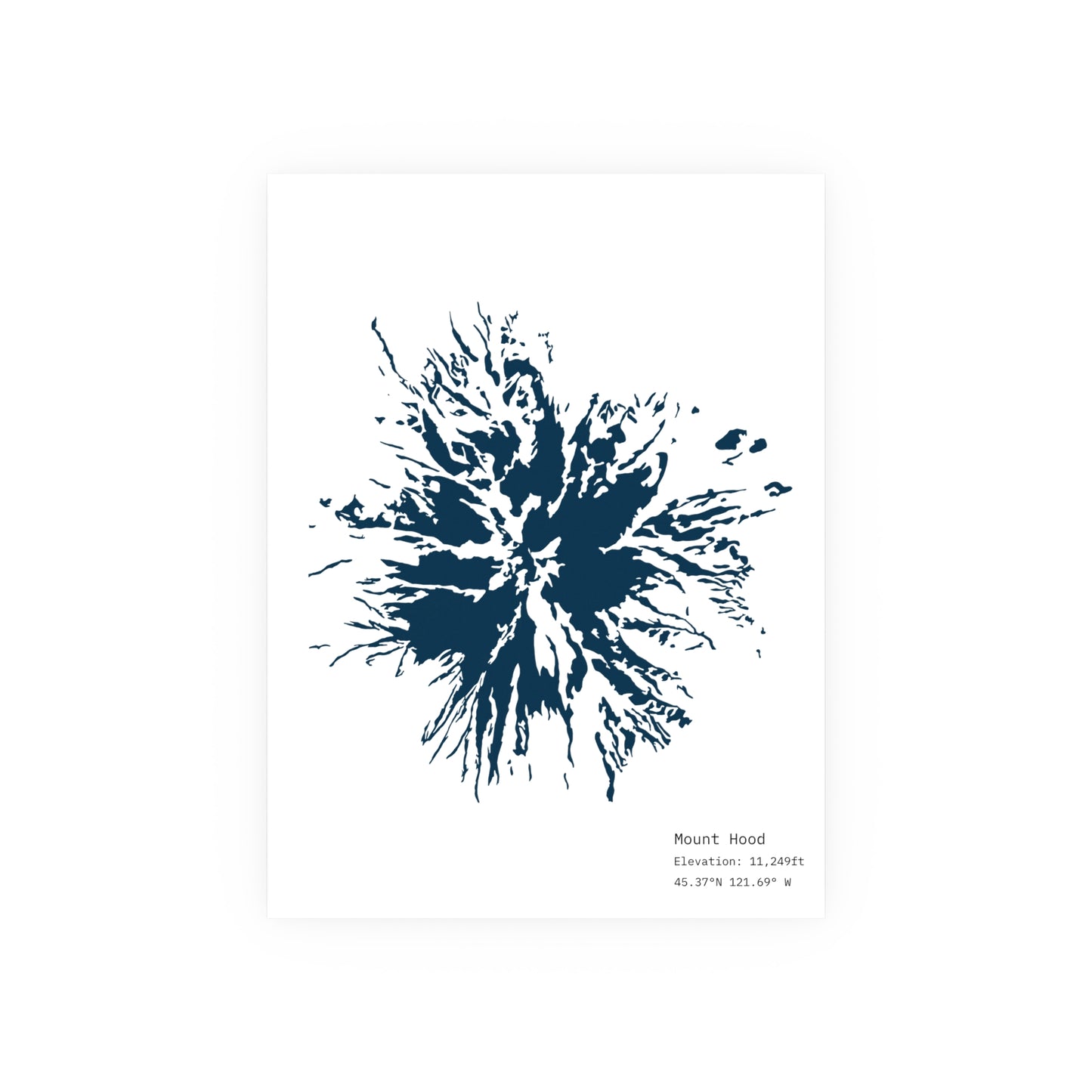 Mount Hood Glacier Map Print | Minimalist Contour Art | Oregon Mountain Poster