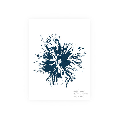 Mount Hood Glacier Map Print | Minimalist Contour Art | Oregon Mountain Poster