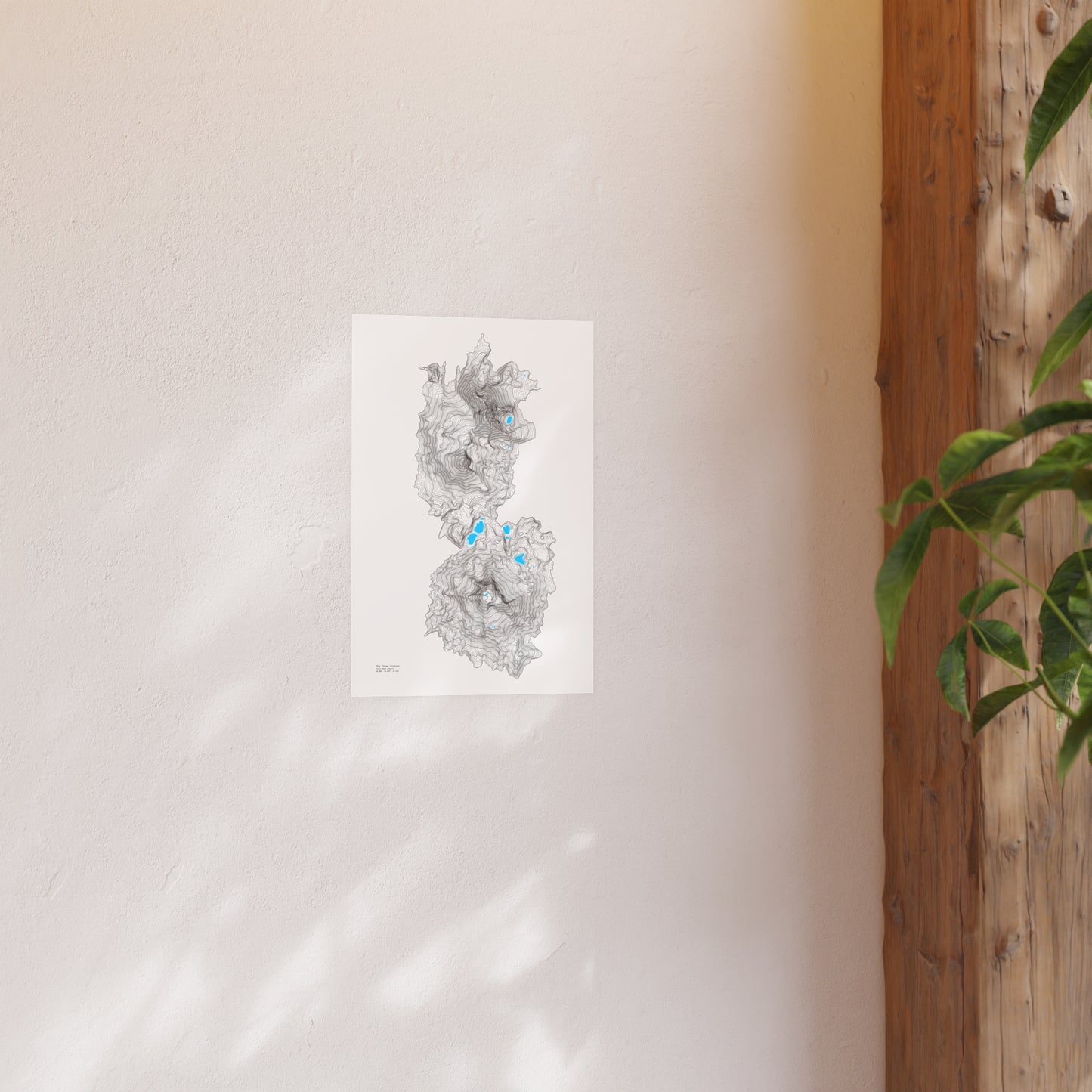 Geographic Art Print, Elegant Map Decor, Modern Home Decor, Unique Wall Art, Gift for Nature Lovers, Three Sisters Topo