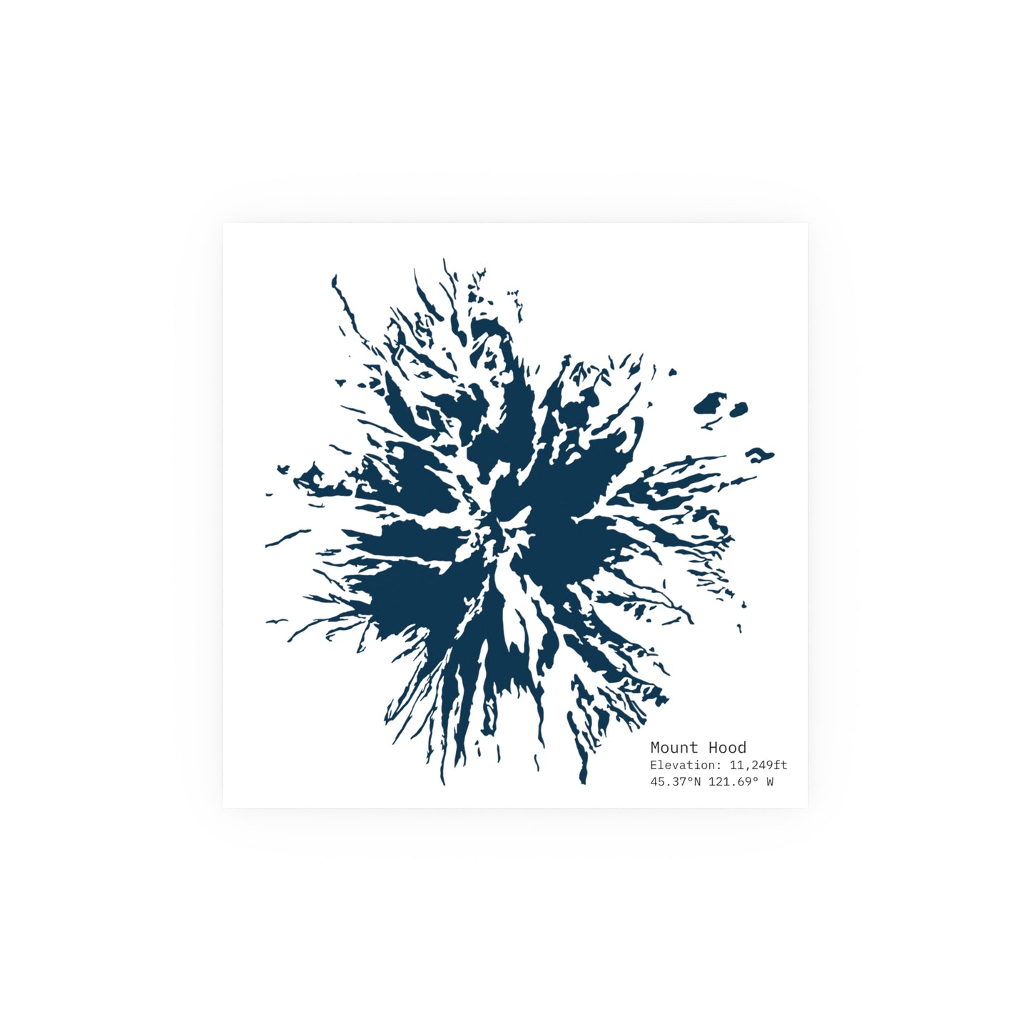 Mount Hood Glacier Map Print | Minimalist Contour Art | Oregon Mountain Poster