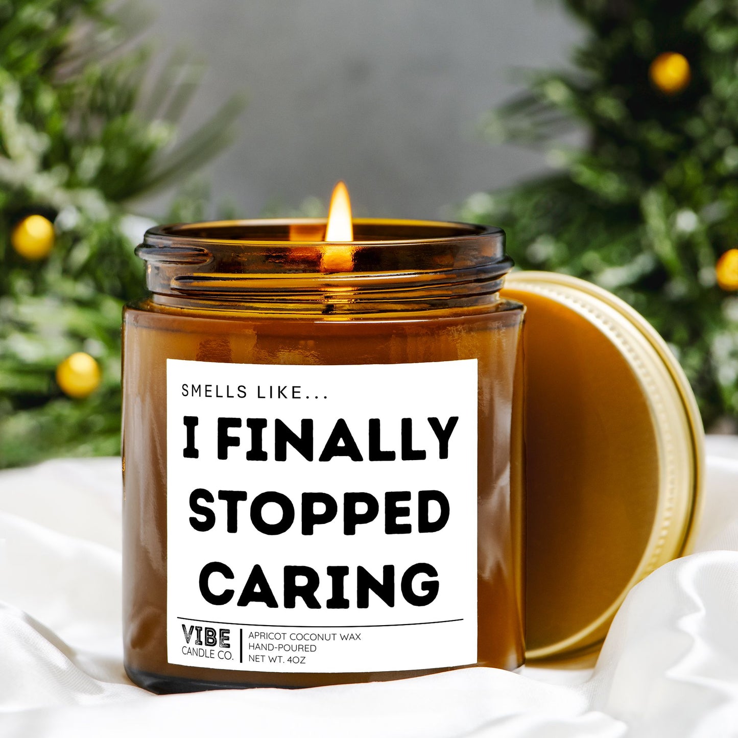 Vibe Candle Co. Hand-Poured Apricot Coconut Wax Candle, I finally stopped caring, mom humor
