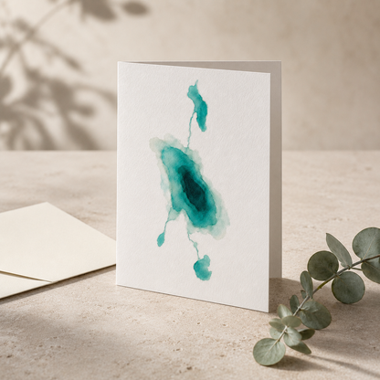 Cascade Lakes Greeting Cards Set of 5 | Bend Oregon Lakes Watercolor Depth Map Art Cards | PNW Nature Cards with Envelopes