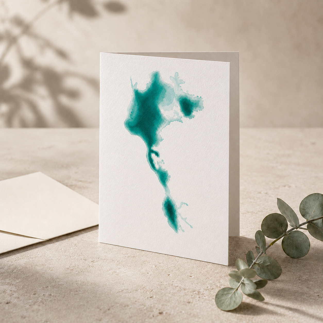 Cascade Lakes Greeting Cards Set of 5 | Bend Oregon Lakes Watercolor Depth Map Art Cards | PNW Nature Cards with Envelopes