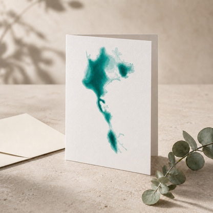 Cascade Lakes Greeting Cards Set of 5 | Bend Oregon Lakes Watercolor Depth Map Art Cards | PNW Nature Cards with Envelopes