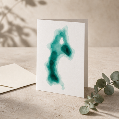 Cascade Lakes Greeting Cards Set of 5 | Bend Oregon Lakes Watercolor Depth Map Art Cards | PNW Nature Cards with Envelopes
