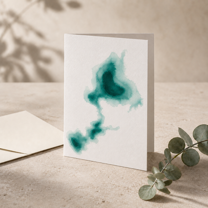 Cascade Lakes Greeting Cards Set of 5 | Bend Oregon Lakes Watercolor Depth Map Art Cards | PNW Nature Cards with Envelopes