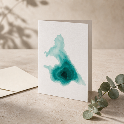 Cascade Lakes Greeting Cards Set of 5 | Bend Oregon Lakes Watercolor Depth Map Art Cards | PNW Nature Cards with Envelopes