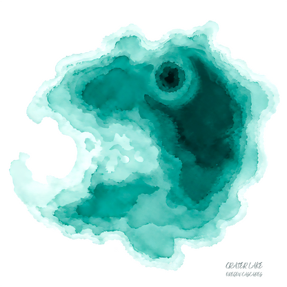 Crater Lake - Teal Watercolor Abstract Art Print on Watercolor Paper