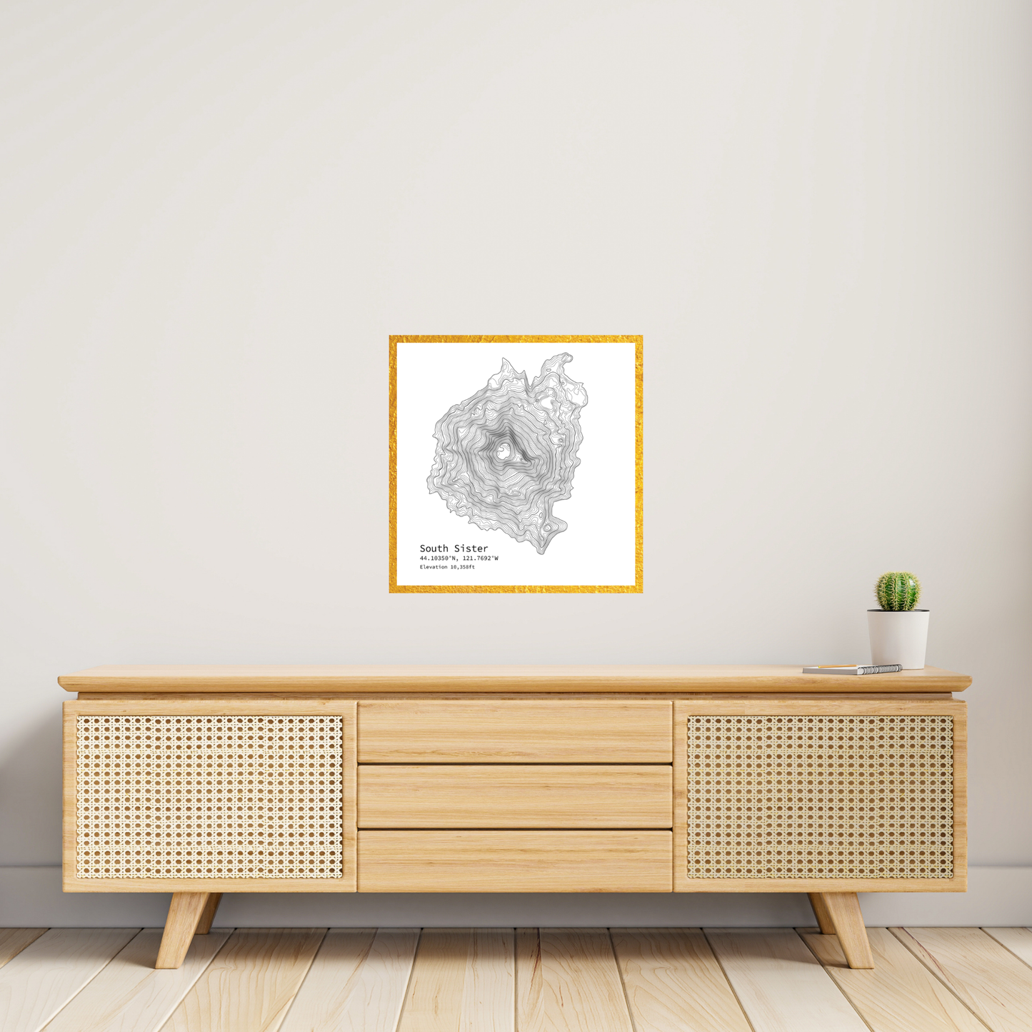 Geographic Art Print, Elegant Map Decor, Modern Home Decor, Unique Wall Art, Gift for Nature Lovers, Three Sisters Topo