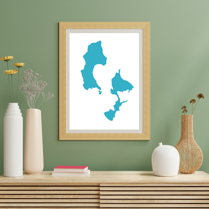 Geographic Art Print, Elk Hosmer Lake, Bend Oregon, Elegant Map Decor, Modern Home Decor, Unique Wall Art, Gift for Nature Lovers, PNW