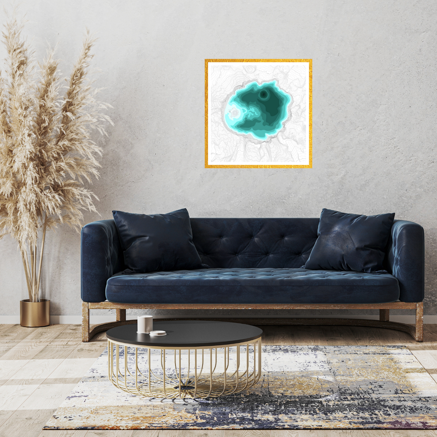 Crater Lake Line Art Print, Mountain Lake Decor, Modern Home, PNW Cascade Mountains, Central Oregon