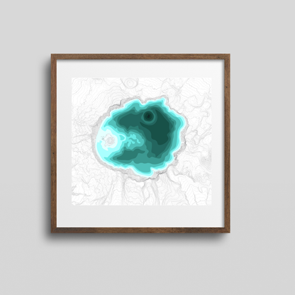 Crater Lake Line Art Print, Mountain Lake Decor, Modern Home, PNW Cascade Mountains, Central Oregon