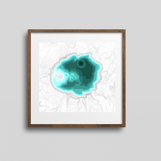 Crater Lake Line Art Print, Mountain Lake Decor, Modern Home, PNW Cascade Mountains, Central Oregon