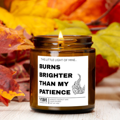 Vibe Candle Co. Hand-Poured Apricot Coconut Wax Candle, no more patience, parenting humor