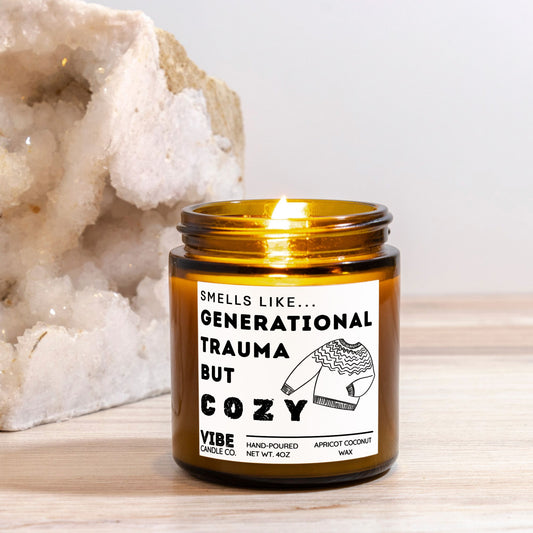 Vibe Candle Co. Hand-Poured Apricot Coconut Wax Candle, Dark Jewish humor candle