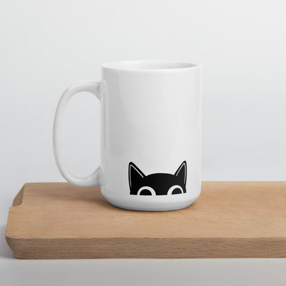 Snark Cat Minimalist Ceramic Mug - Always Watching Always Judging