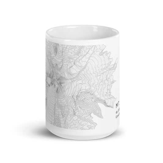 Mt Hood Topographic Map Coffee Mug, White Ceramic, Coordinates Design with Elevation Details