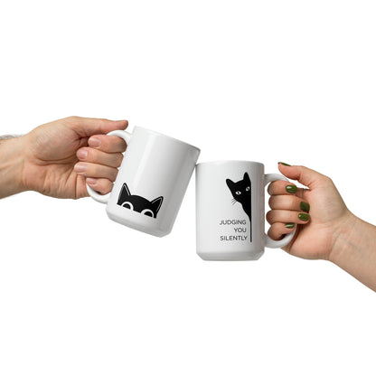 Snark Cat Minimalist Ceramic Mug - Judging you Silently