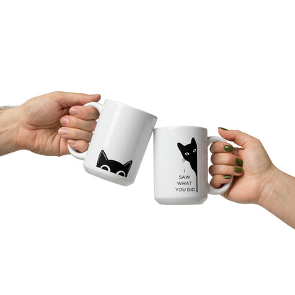 Snark Cat Minimalist Ceramic Mug - I Saw What You Did