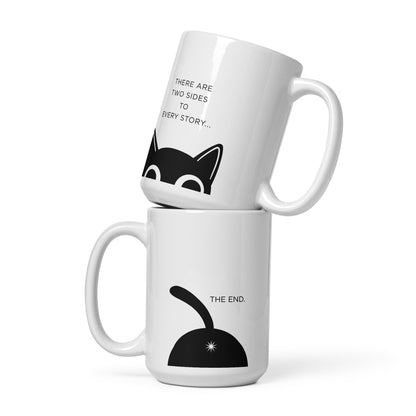 Funny Cat Mug – Two Sides to Every Story, Minimalist Cat Butt Mug with Star, Sarcastic Gift for Cat Lovers, Coffee Mug 15oz
