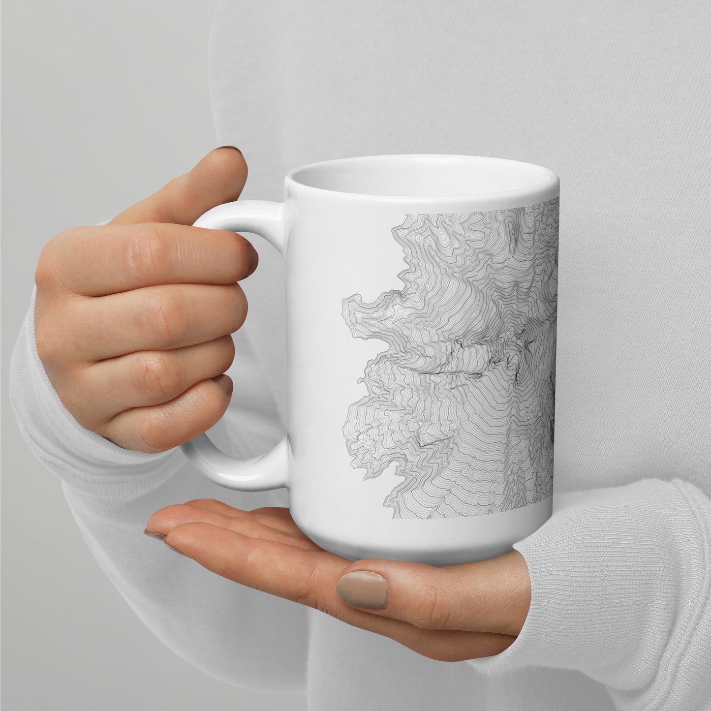 Mt Hood Topographic Map Coffee Mug, White Ceramic, Coordinates Design with Elevation Details