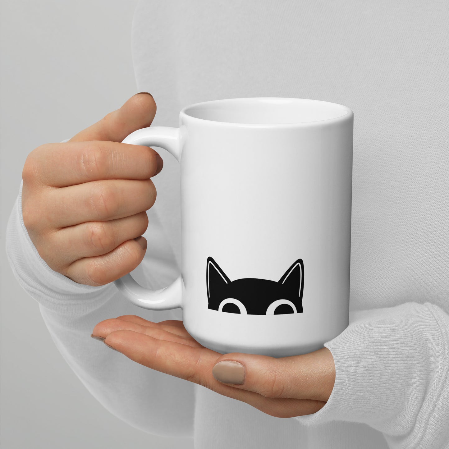 Snark Cat Minimalist Ceramic Mug - Judging you Silently
