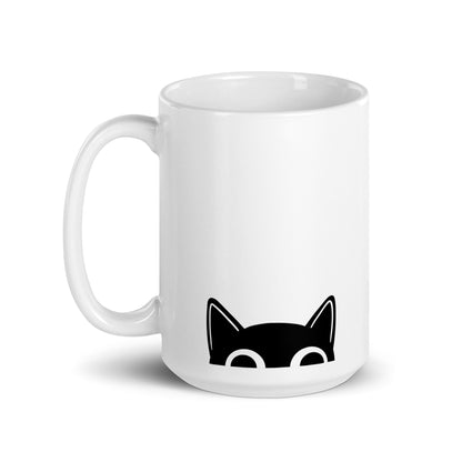 Snark Cat Minimalist Ceramic Mug - Always Watching Always Judging