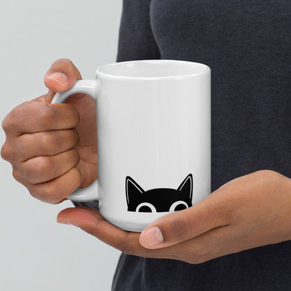 Snark Cat Minimalist Ceramic Mug - Always Watching Always Judging