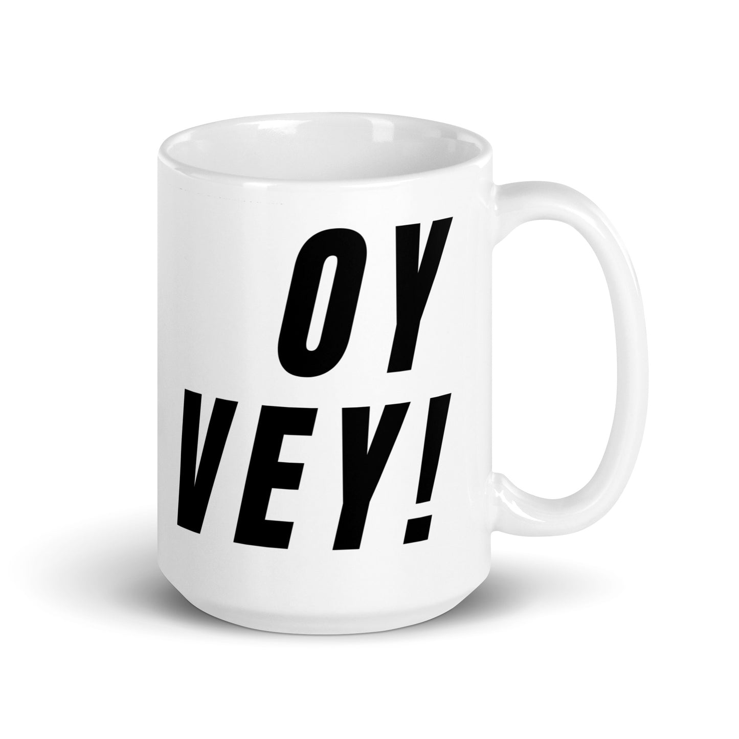 Funny Jewish Coffee Mug, White Ceramic OY VEY Design, Large Novelty Tea Cup, Humorous Gift