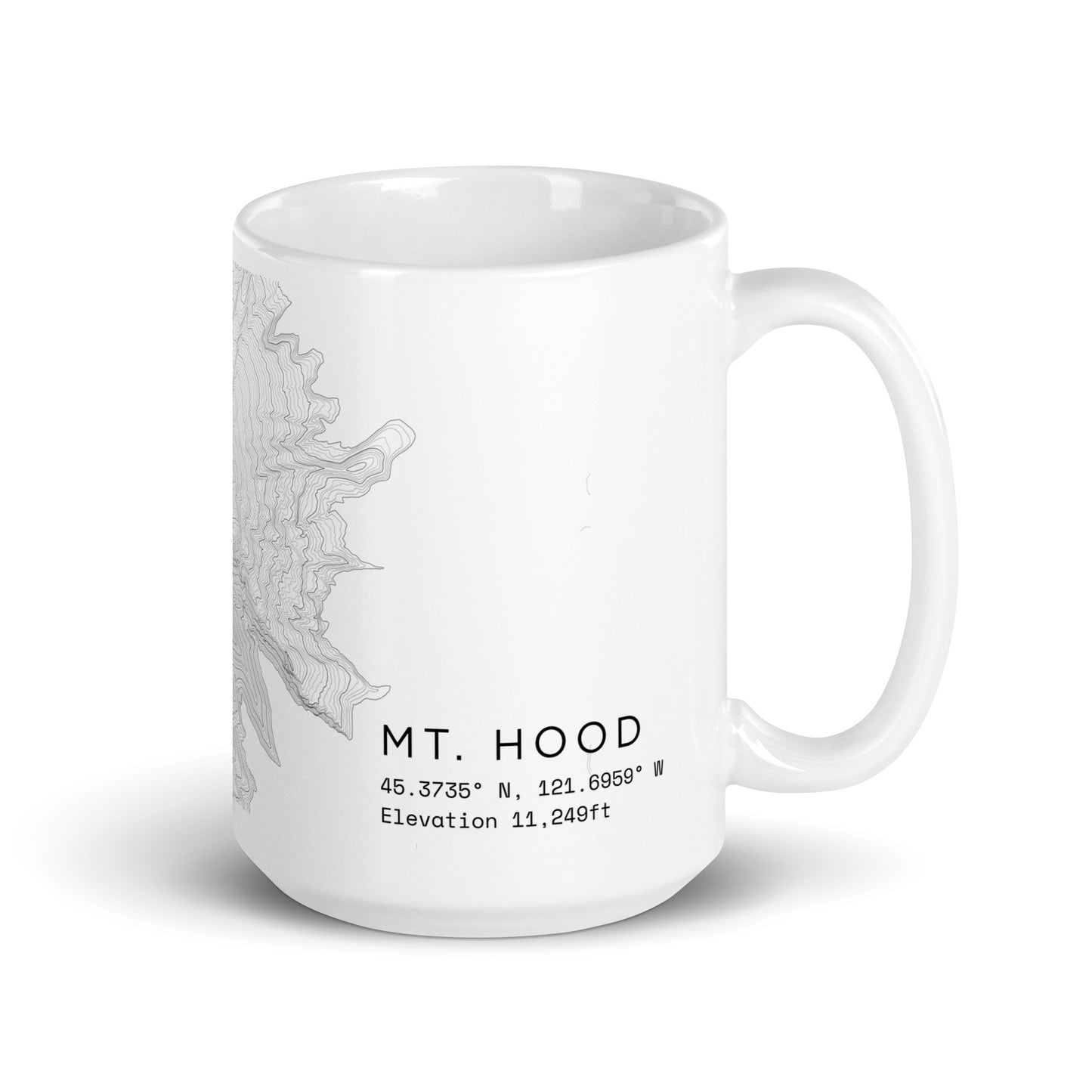 Mt Hood Topographic Map Coffee Mug, White Ceramic, Coordinates Design with Elevation Details