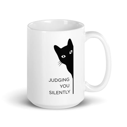 Snark Cat Minimalist Ceramic Mug - Judging you Silently