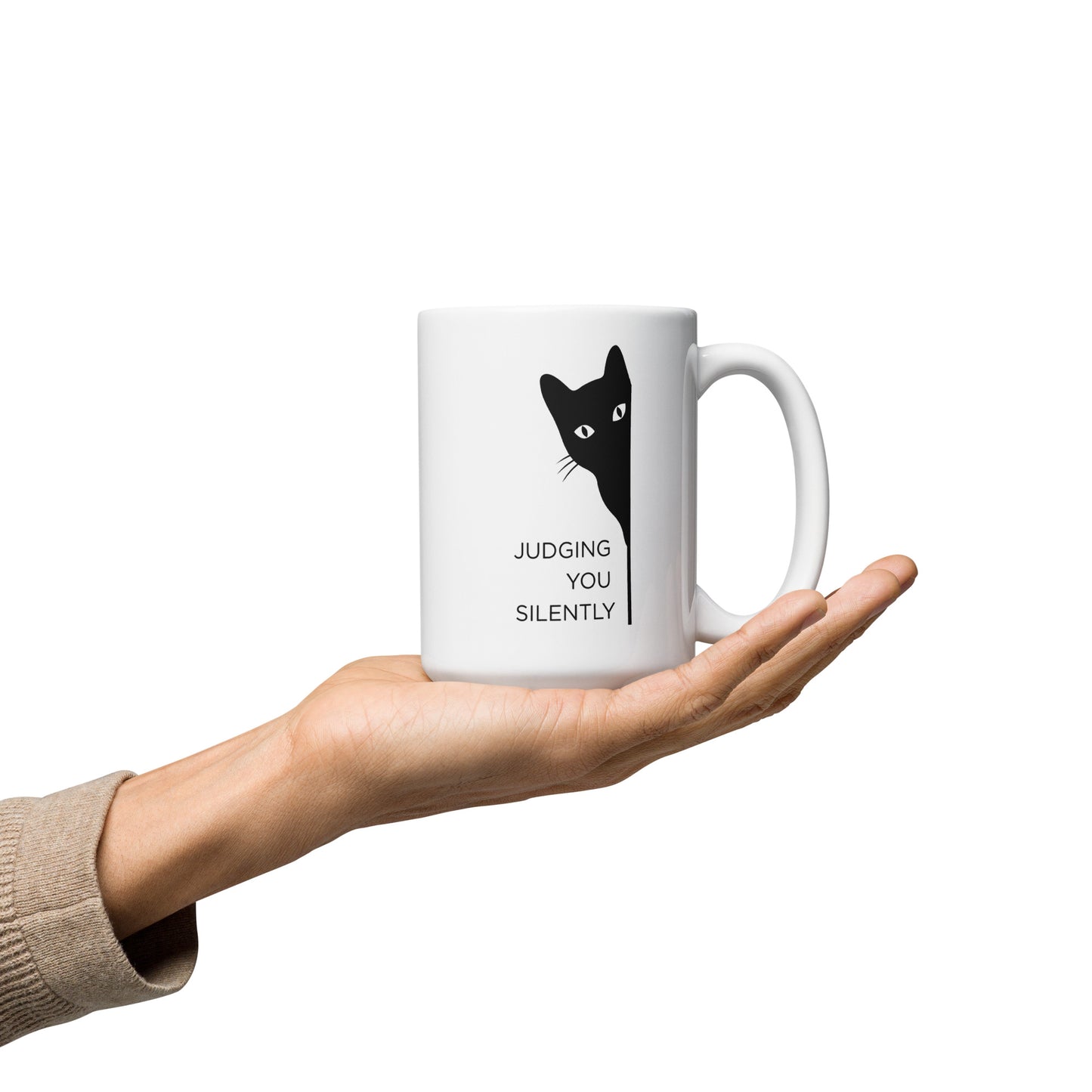 Snark Cat Minimalist Ceramic Mug - Judging you Silently