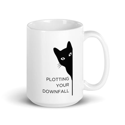 Snark Cat Minimalist Ceramic Mug - Plotting Your Downfall