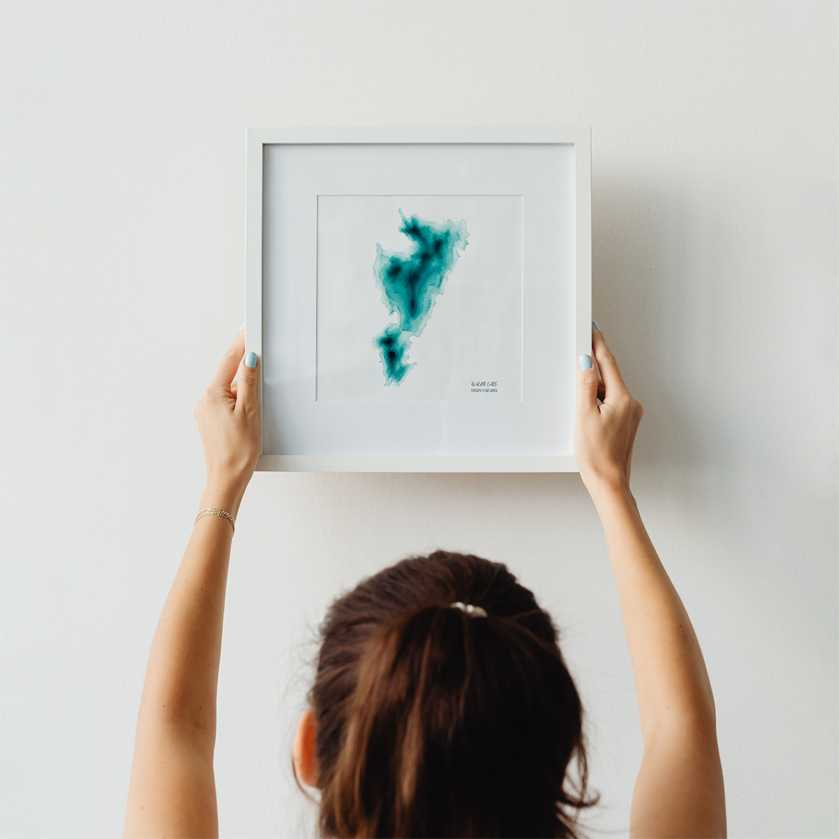 Waldo Lake Oregon Cascades | Teal Watercolor Abstract Poster | Matte Art Print on Watercolor Paper