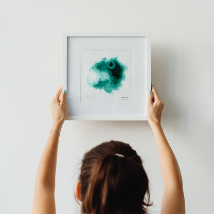 Crater Lake - Teal Watercolor Abstract Art Print on Watercolor Paper